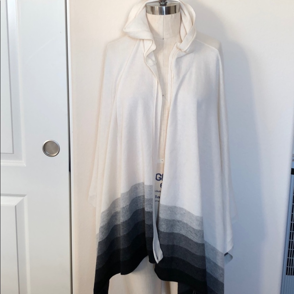Three Dots Hooded Cashmere Poncho